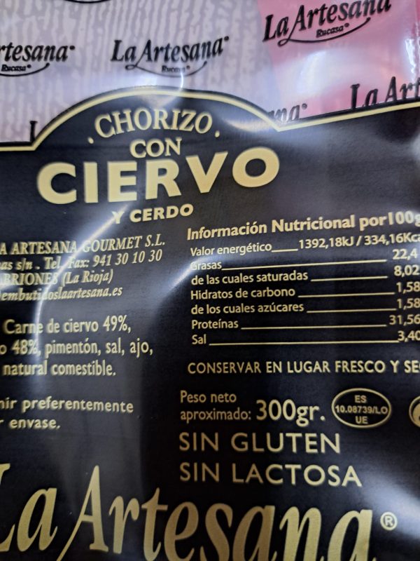 Chorizo de ciervo - Imagen 2