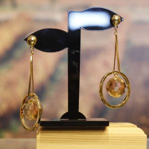 Pendientes largo bola de cristal - ámbar