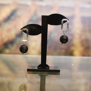 Pendientes perla negra - color plata