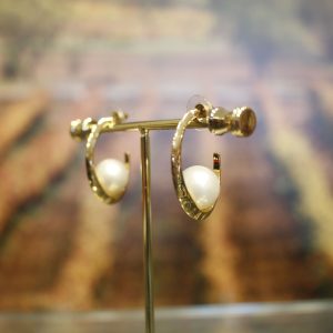 Pendientes aros ovalados con perla