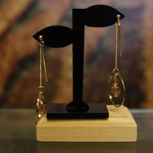 Pendientes largos aros - bolas de cristal