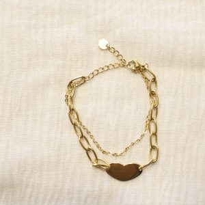 Pulsera doble corazón